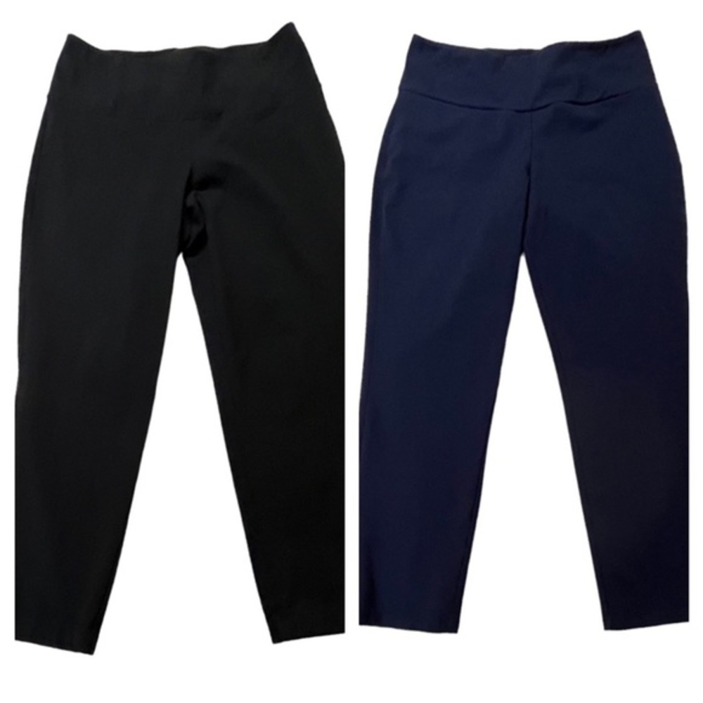 Women with Control‎ Black Pair & Navy Blue Pair Pull On Pants Size Small Petite